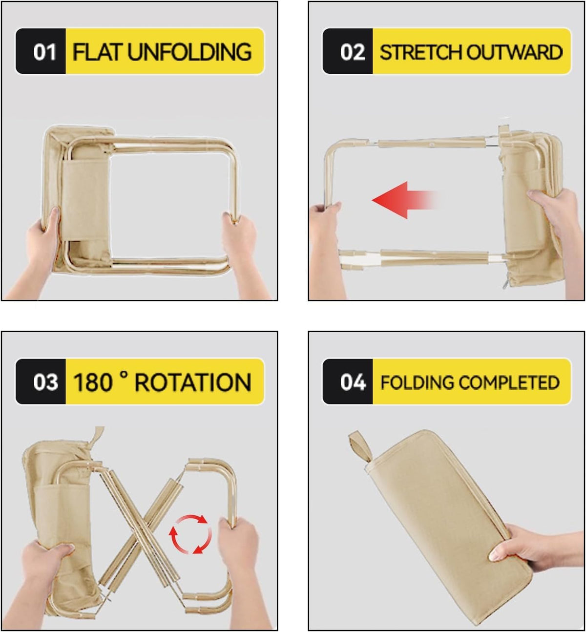 Handbag Folding Stool with Zipper Bag Storage