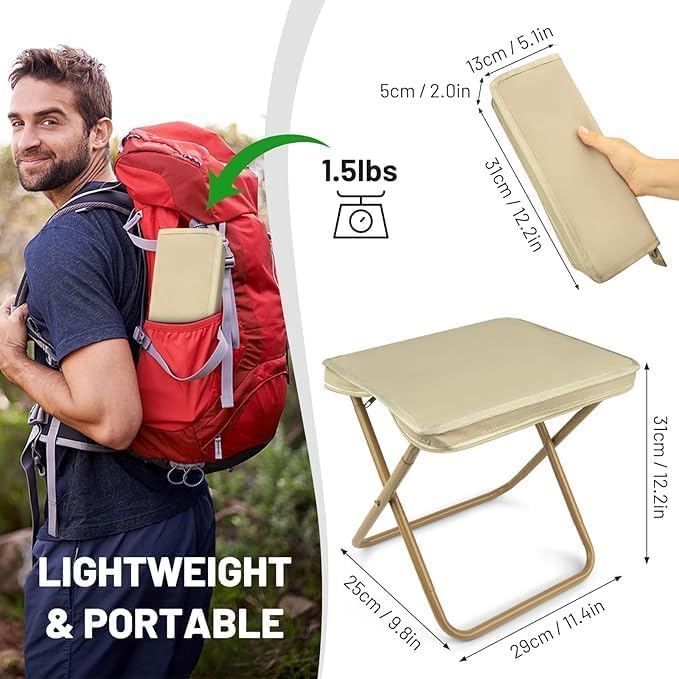 Handbag Folding Stool with Zipper Bag Storage