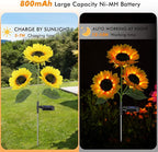 Solar Sunflower Garden Lights, Decorative Outdoor LED Floral Lighting - Pack of 1