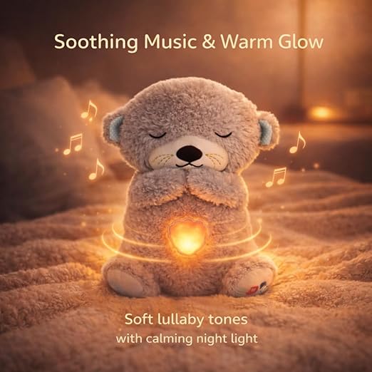 Breathing Teddy Bear Plush Otter with Rhythm Motion, Light & Music