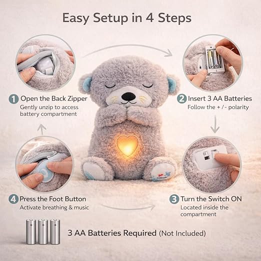 Breathing Teddy Bear Plush Otter with Rhythm Motion, Light & Music