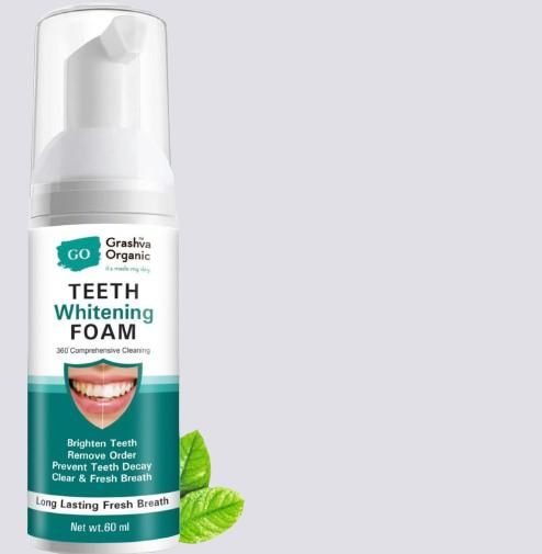 Two bottles of teeth whitening foam for dental care