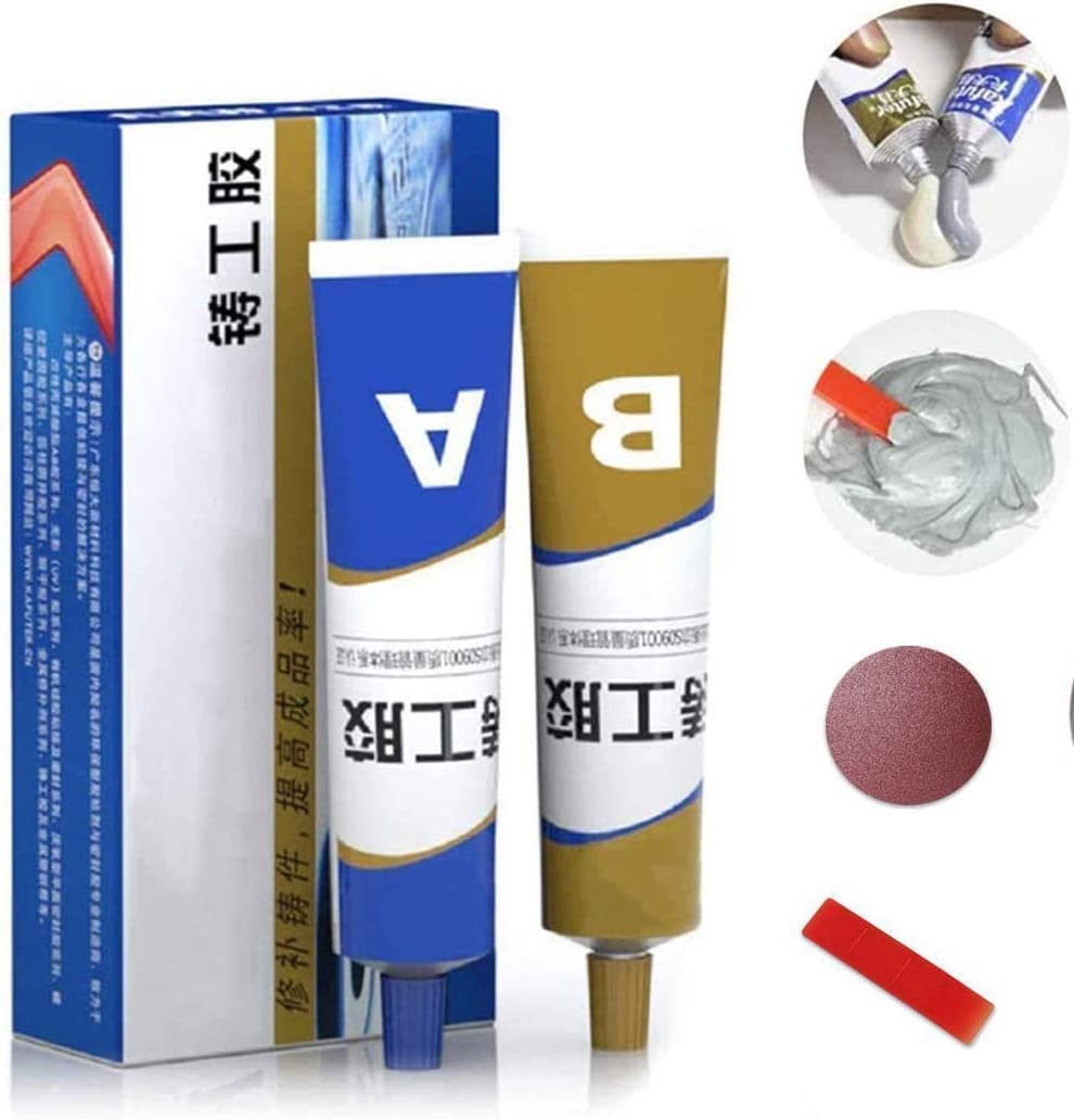 Two-part magic metal mending cold weld paste tubes in retail packaging