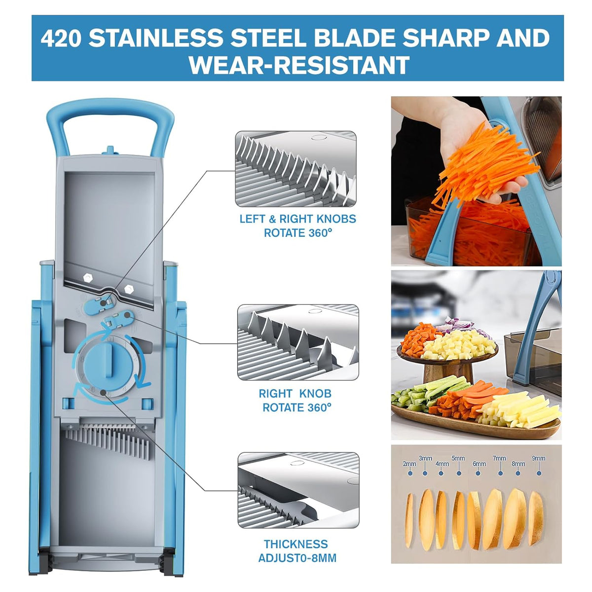 Vegetable Chopper Slicer for Kitchen- CL-DW-1159, stainless steel & plastic