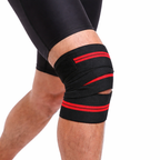 Single fitness knee strap with polyester fabric and silicone grip detailing