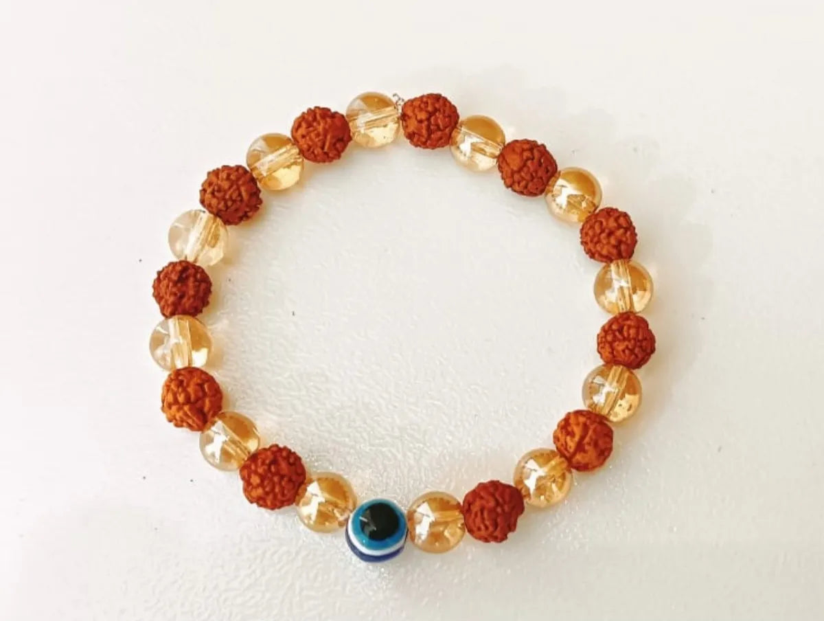 Bharatyug Citrine Rudraksha bracelet with wooden beads