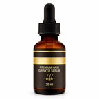 Bottle of Ayurveda Hair Growth Serum on a neutral background