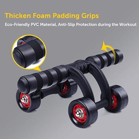 Ab Wheel Fitness Equipment with 4 Wheels, Alloy Steel