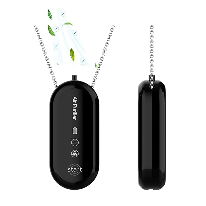 Wearable portable air purifier necklace with USB charging cable