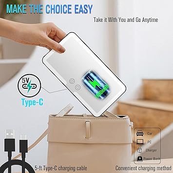 HanGlow Car Vanity Mirror With Lights - 3 Mode Adjustable LED Makeup Mirror