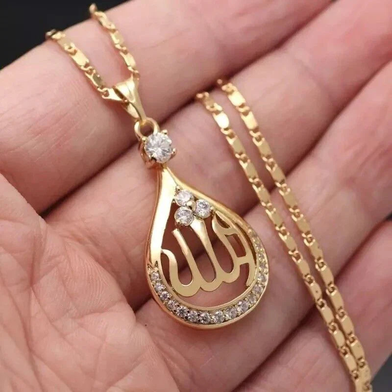 Allah Diamond Pendant Necklace with Copper Metal Chain