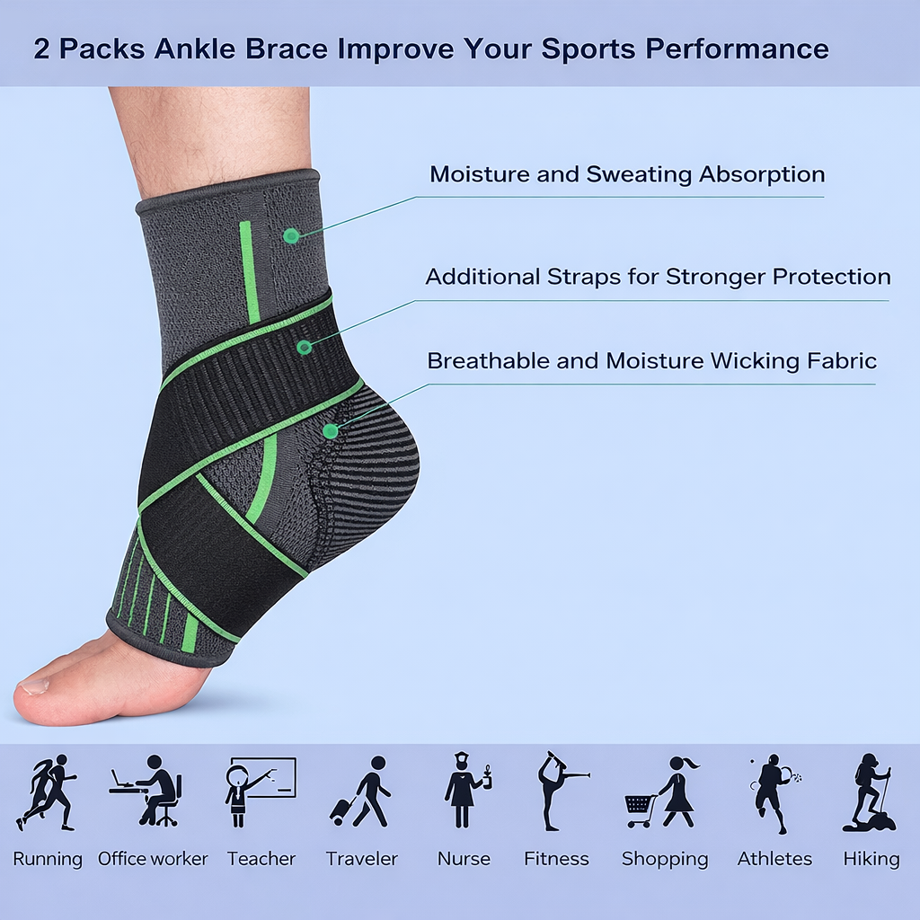 Ankle Support Band for Men and Women, Adjustable Fit Neoprene Wrap, 1 Piece