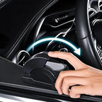 A portable adhesive car ash tray with a plastic outer body and aluminum alloy interior lining.