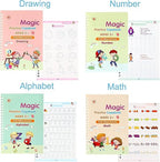 Magic Calligraphy Copybook Set for Kids - 4 Books, 1 Pen, 1 Grip, 10 Refills