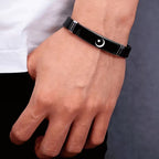 Crescent Moon Wrist Band, Silicone and Steel Construction