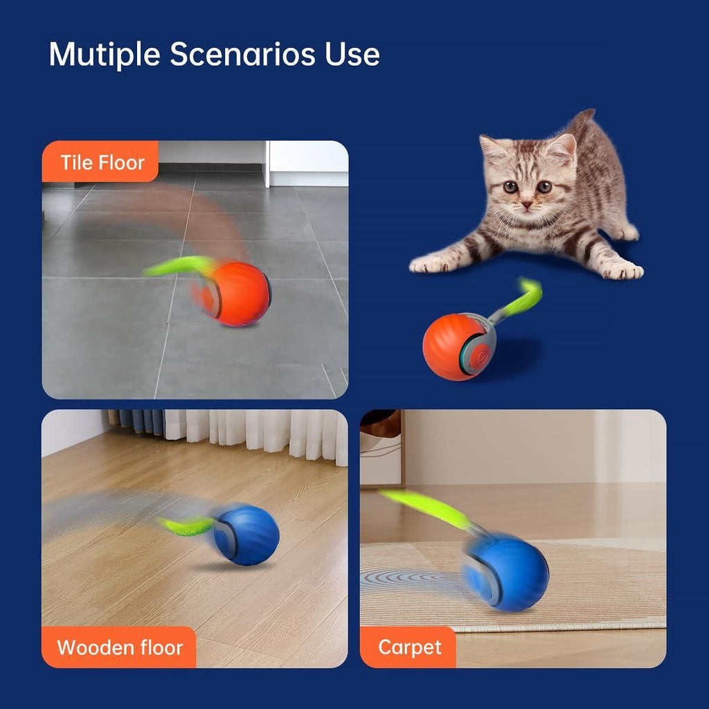 Rolling Ball Cat Toy - Interactive Self-Moving Toy for Pets