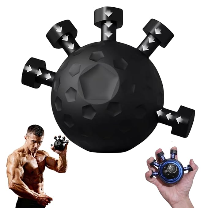 A plastic hand grip strengthener ball used for finger and hand exercises