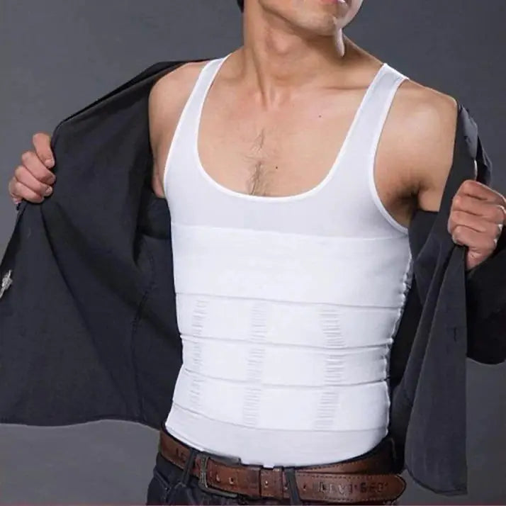 Men's compression flexvest in black made of neoprene and spandex fabric