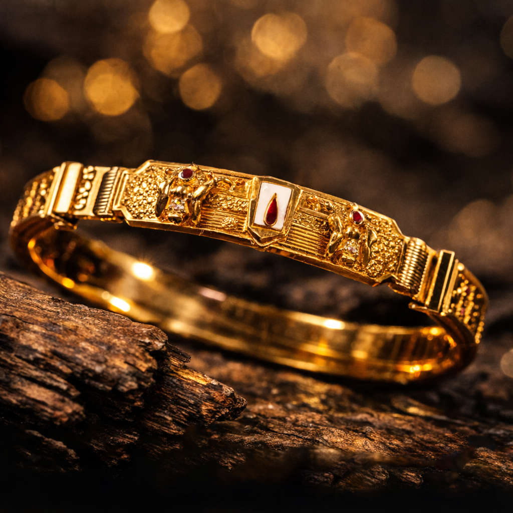 Bharatyug Lord Balaji Gold Kada - Traditional Religious Accessory