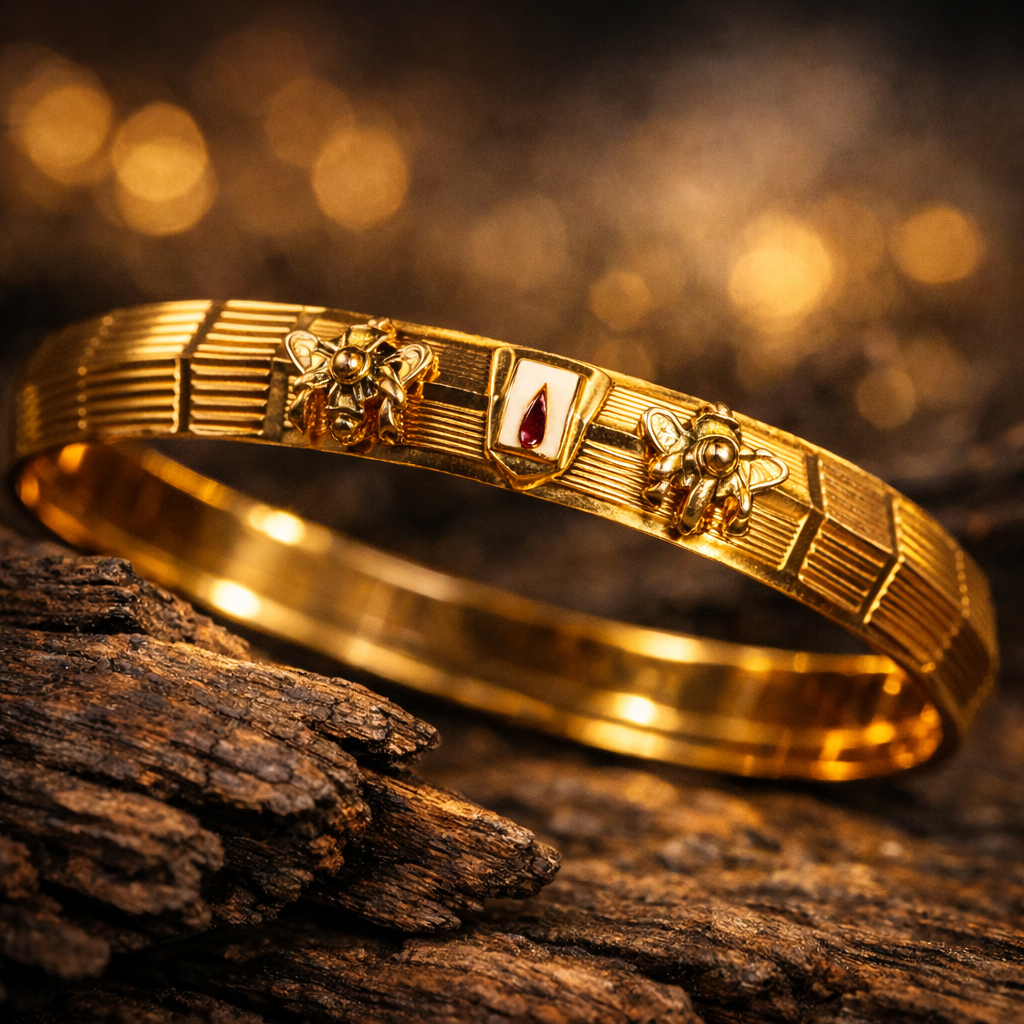 Bharatyug Lord Balaji Gold Kada on a plain background
