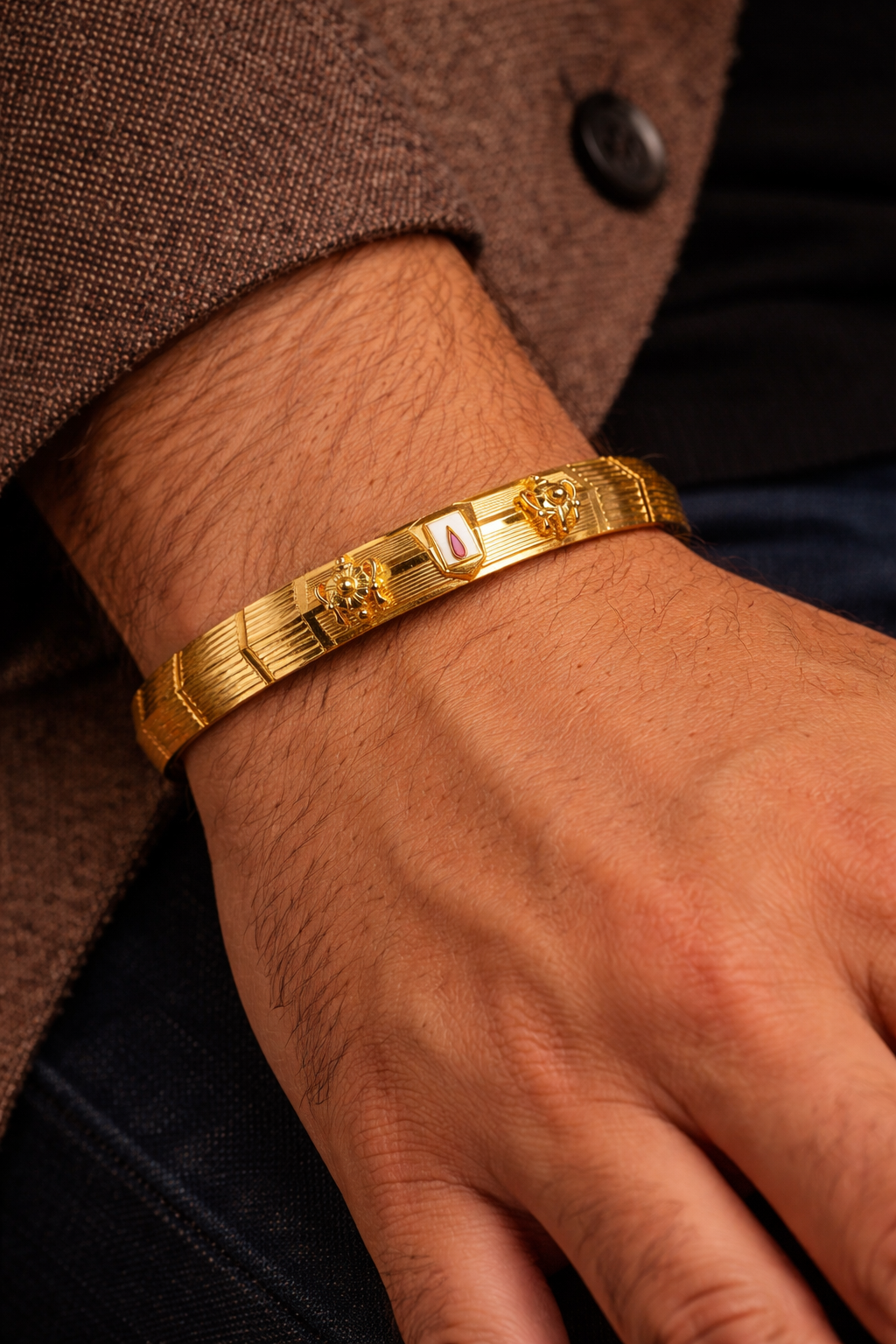 Bharatyug Lord Balaji Gold Kada - Traditional Religious Accessory