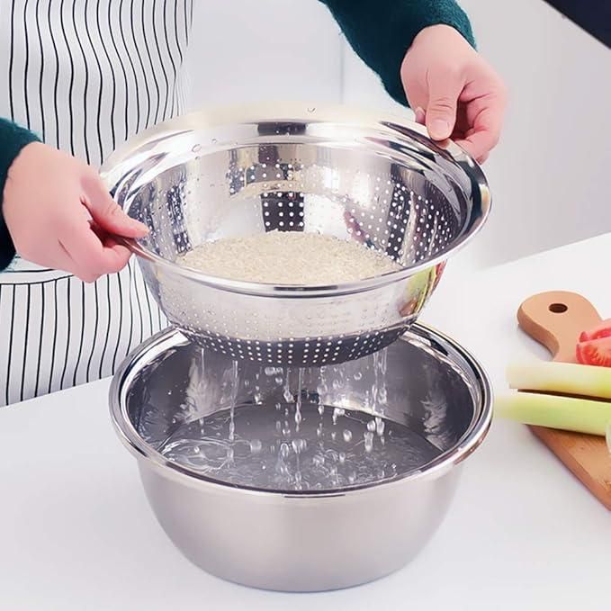 Stainless Steel Kitchen Drain Basket Set 3 in 1, stainless steel, pack of 3