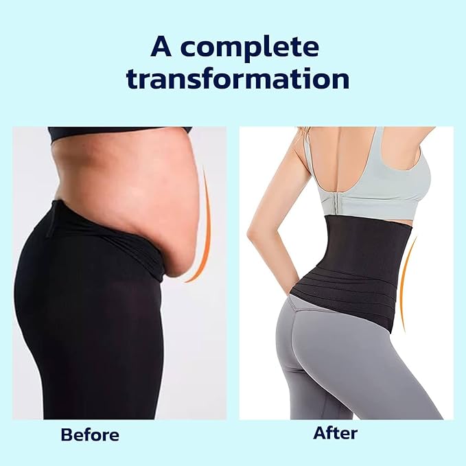 Elastic Waist Band Body Shaper and Tummy Wrap - Black