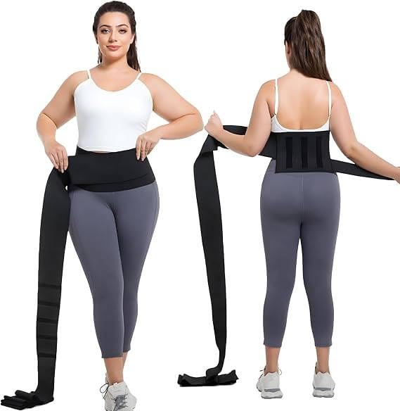 Elastic Waist Band Body Shaper and Tummy Wrap - Black