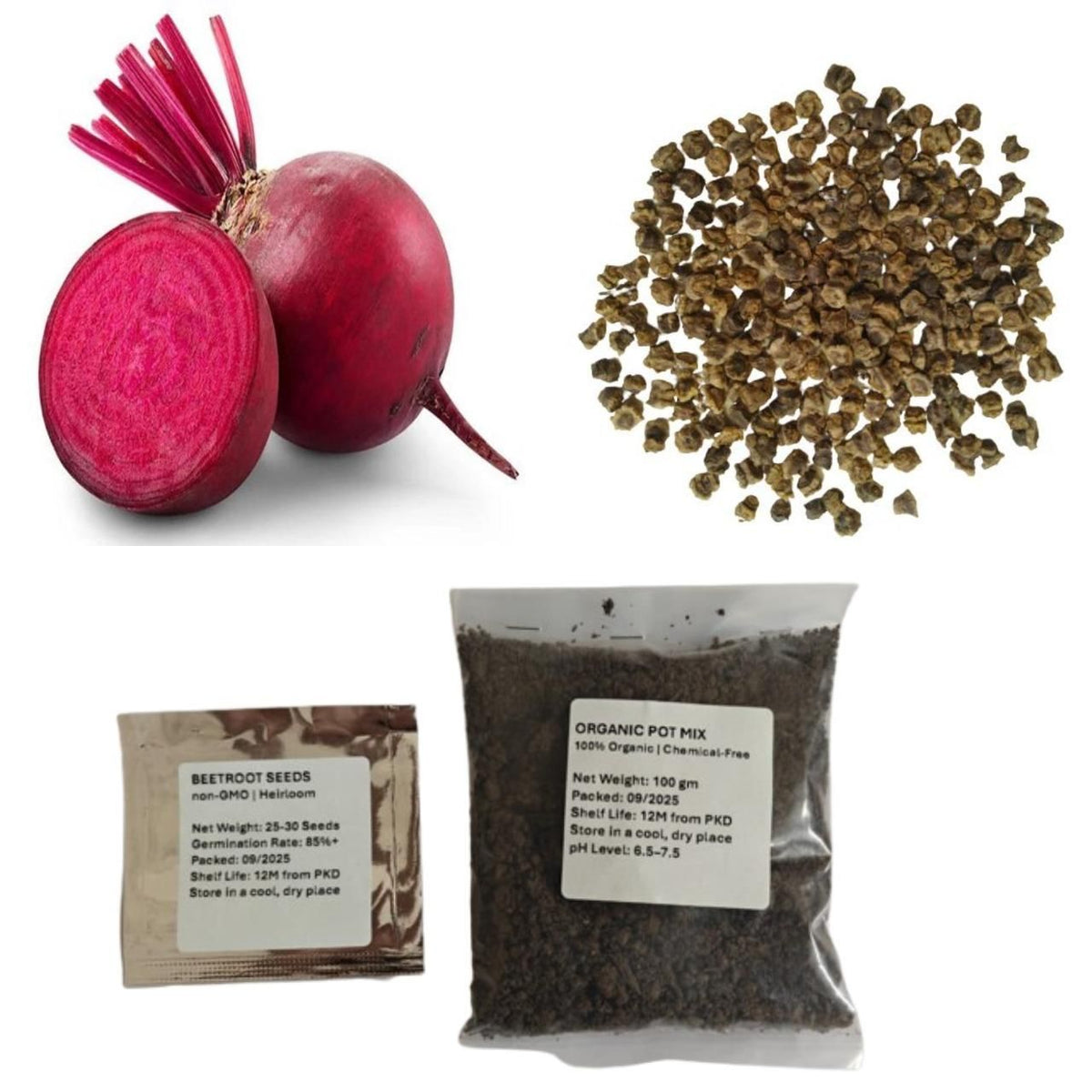 Organic Beetroot Seeds and Potting Mix - 100g Pack