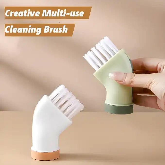 A pack of two plastic cleaning brush attachments designed to fit onto mineral water bottles