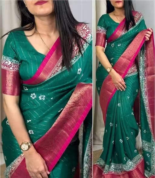 Stylish Dola Silk Zari Saree with Unstitched Blouse Piece