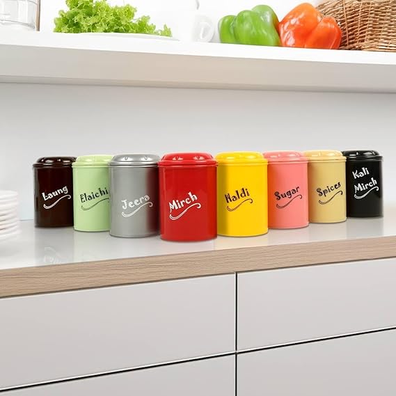 Set of eight clear airtight plastic food storage containers