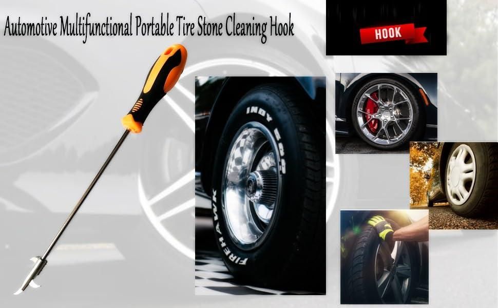 2 in 1 Car Tyre Stone Removing Tool with Alloy Stainless Steel Hook