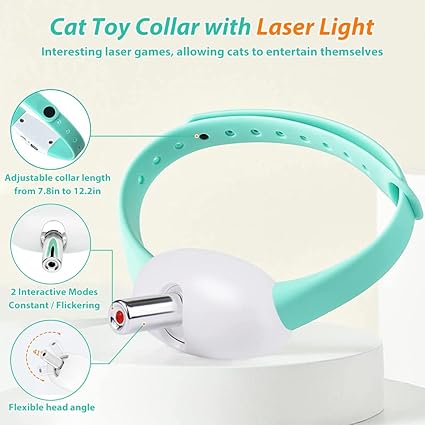 Cat Collar with Integrated Laser Light Teaser Toy for Kitten Self-Entertainment