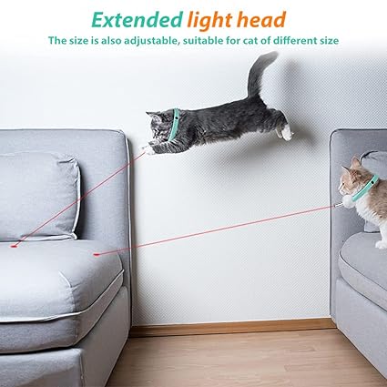 Cat Collar with Integrated Laser Light Teaser Toy for Kitten Self-Entertainment