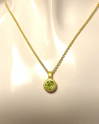 Peridot Birthstone Pendant with Sterling Silver and Gold Plated Chain