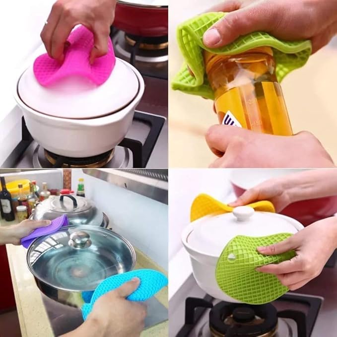 Silicon Heat Resistant Hot Pot Holder Coaster for Kitchen, silicone, pack of 2