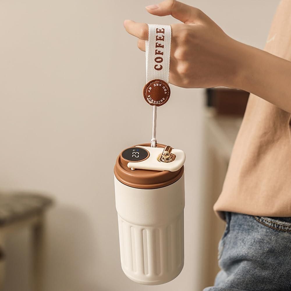 LED Temperature Display Coffee Cup with Stainless Steel Interior