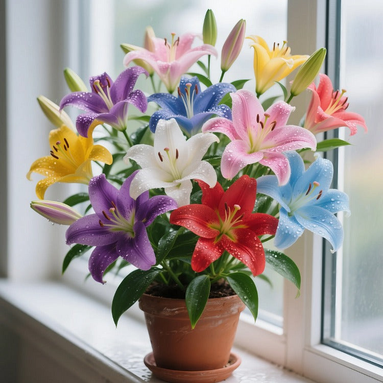 Two natural perfume lily bulbs ready for planting in a garden or container