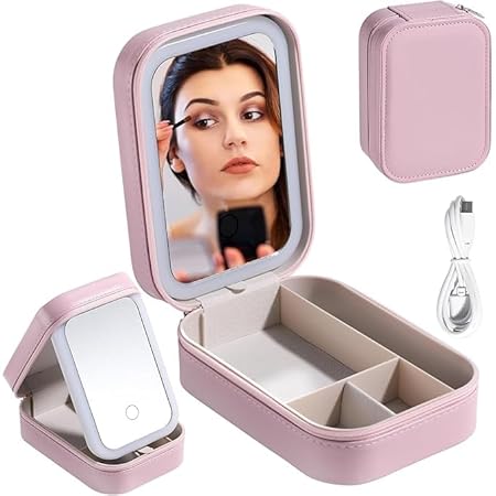 HanGlow LED mirror cosmetic organizer case in plastic