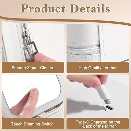 HanGlow LED Mirror Cosmetic Organizer Case, plastic
