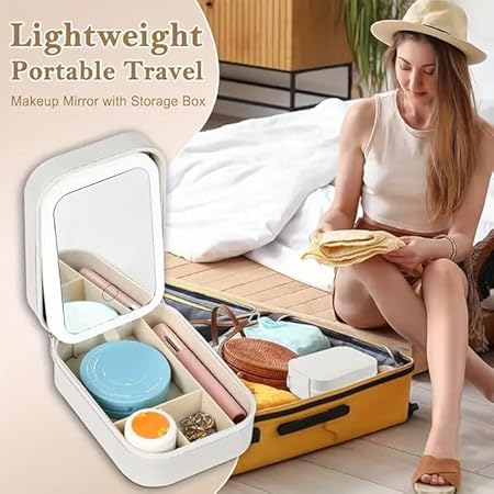 HanGlow LED Mirror Cosmetic Organizer Case, plastic