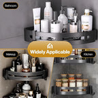 Aluminium Corner Bathroom Shelf - Wall Mounted Storage Rack (Pack of 2)