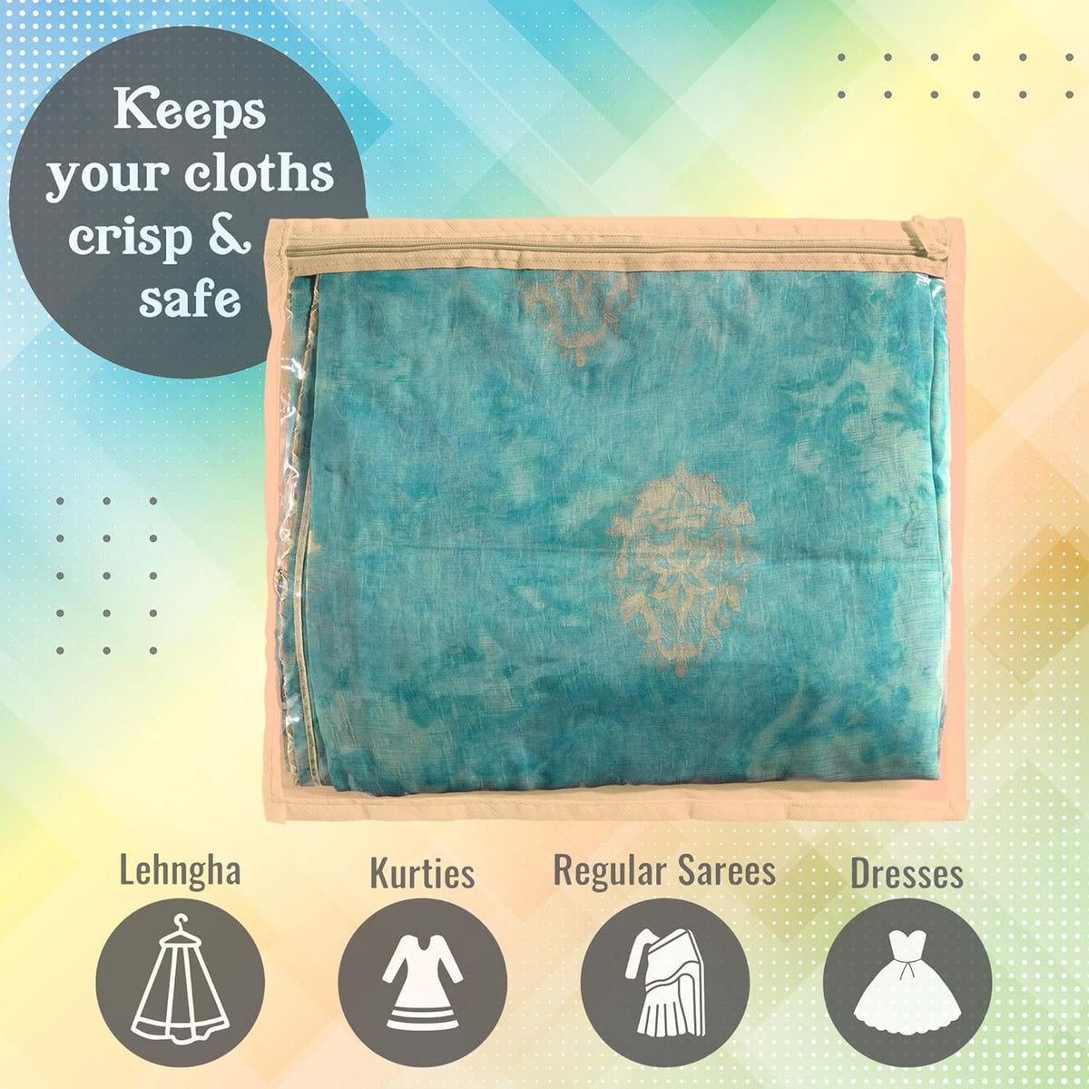 Single Saree And Dress Covers With Zip, Pack Of 12