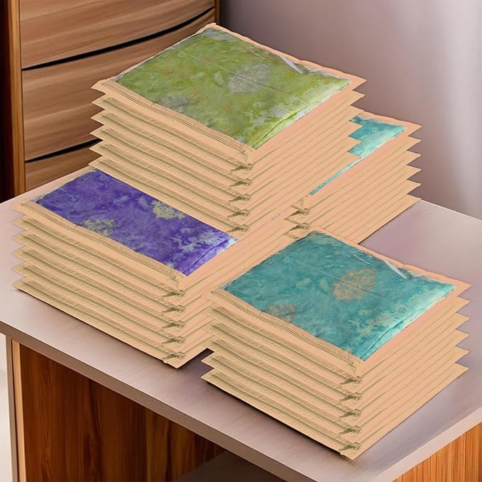Set of 12 non-woven saree and dress storage covers with zipper closures