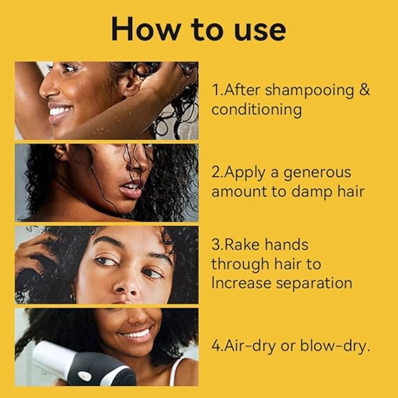 Black Castor Oil Curling Cream, Curl Enhancer & Frizz Control, 50ml