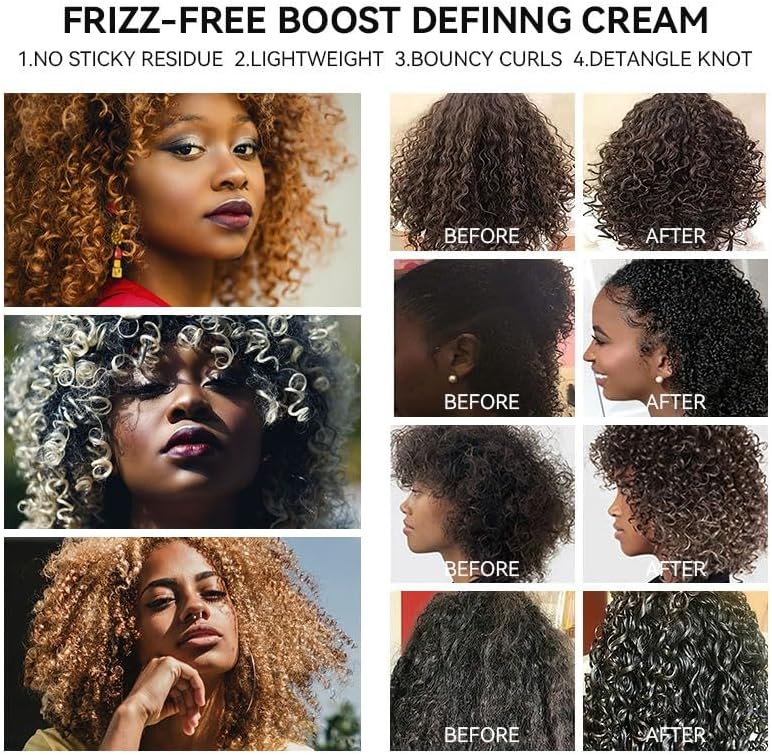 Black Castor Oil Curling Cream, Curl Enhancer & Frizz Control, 50ml