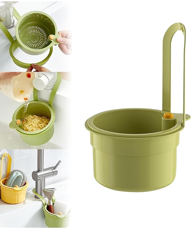 A durable kitchen sink drain basket in a random colour, designed to filter food waste from sink drains.