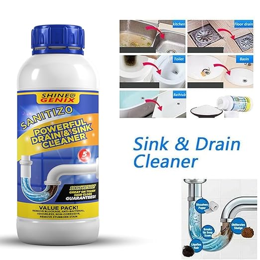 Sanitizo Drain Cleaner Powder Powerful Drain & Sink Cleaner pack, powder formula, pack of 2