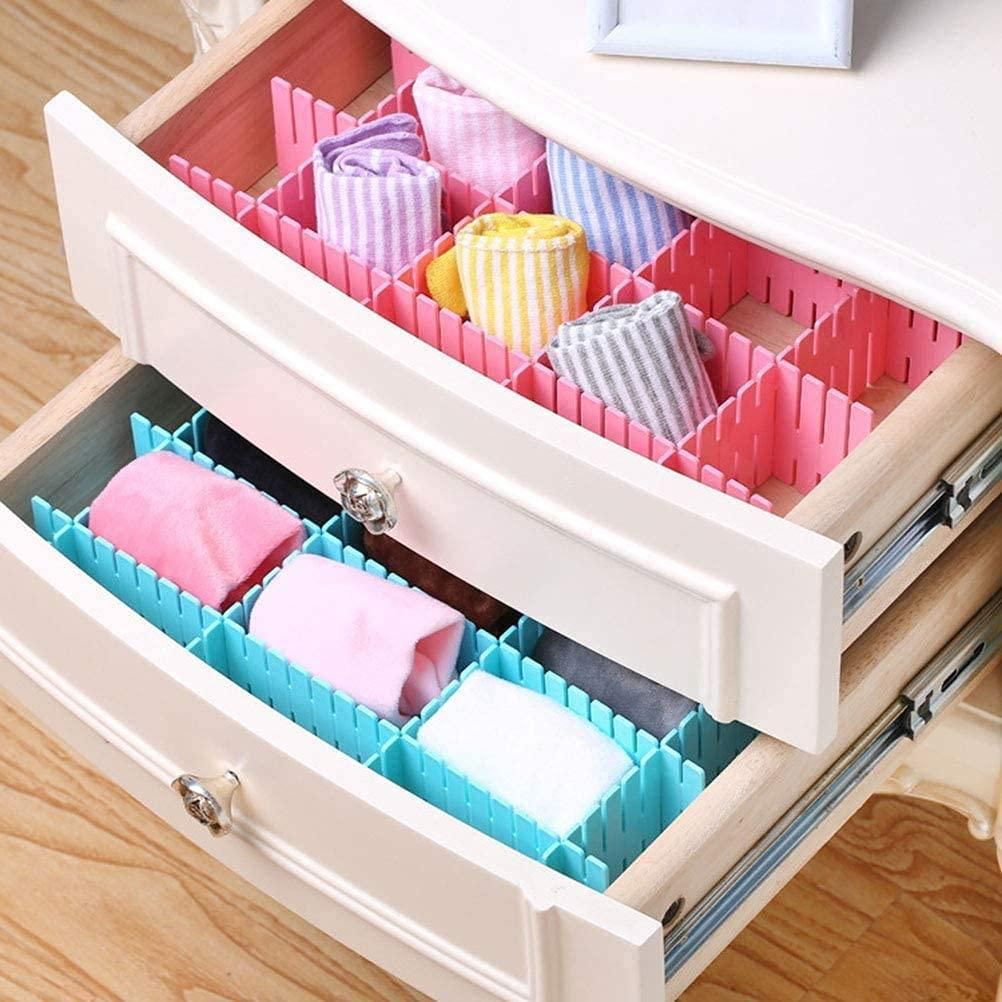 8 Pcs Adjustable Drawer Organiser Dividers in Assorted Colors